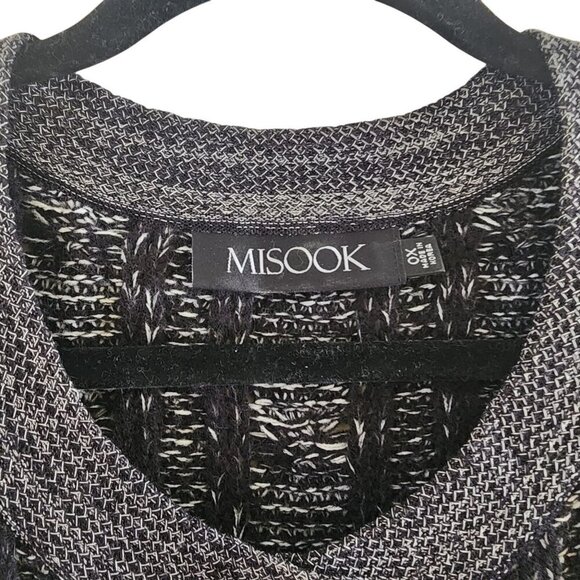 Misook Jacket Black Lose Knit Tweed Button Front Cardigan Coatigan Women Size 0X - Picture 3 of 6